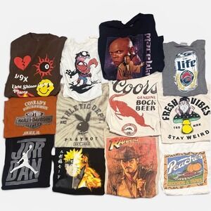 Graphic T-Shirt Lot Mens Medium 12pc Harley Naruto Playboy Multi Mixed Brand